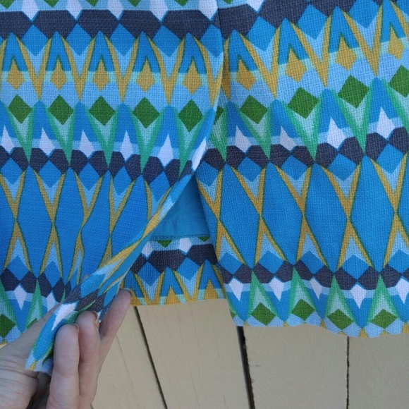 J. Crew "The Pencil Skirt" Blue and Green Print. - Picture 5 of 6